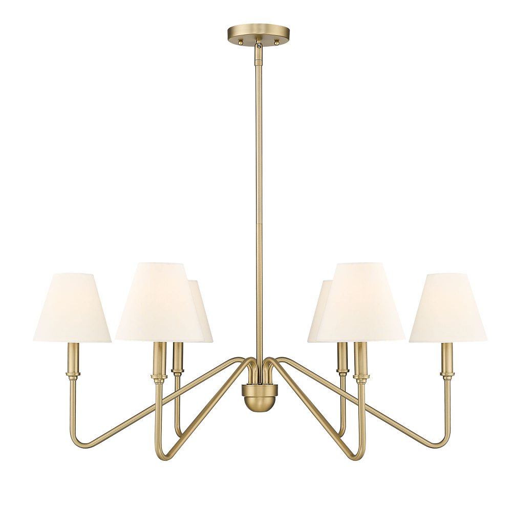 Yep by Golden Lighting Kennedy 6-light Chandelier in Brushed Champagne Brass and Ivory Linen shade